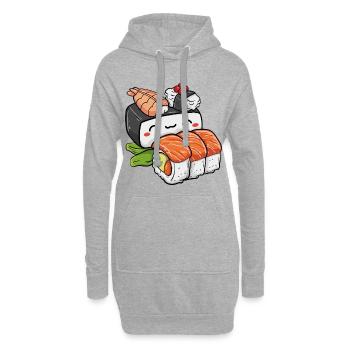 Kawaii Sushi - Hoodie-Kleid - Grau meliert - Vorne