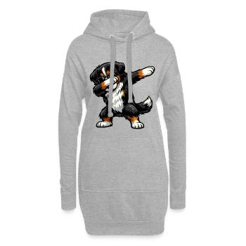 Dabbing Berner Sennenhund - Hoodie-Kleid - Grau meliert - Vorne