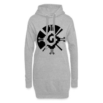 Solares geometrisches Muster (Schwarz) - Hoodie-Kleid - Grau meliert - Vorne