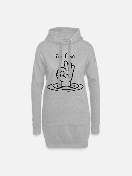 I'm fine - Hand Ok Zeichen - Hoodie-Kleid - Grau meliert