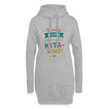 Tschüss Mama, ich bin Kita-Kind - Hoodie-Kleid - Grau meliert - Vorne