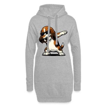 Dabbing Basset Hound in Comic Style - Hoodie Dress - heather grey - Front