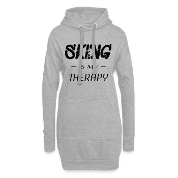 skifahren, ski, skiing is my therapy - Hoodie-Kleid - Grau meliert - Vorne