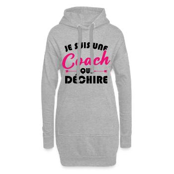 Je suis une coach qui déchire - Sweat-shirt à capuche long Femme - gris chiné - Devant
