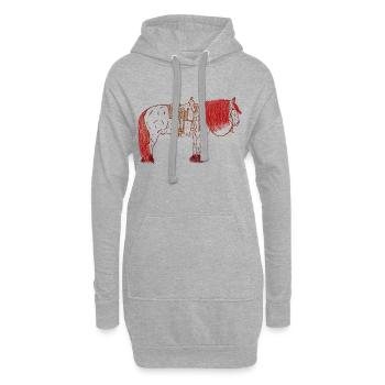 Cheval avec selle - Sweat-shirt à capuche long Femme - gris chiné - Devant