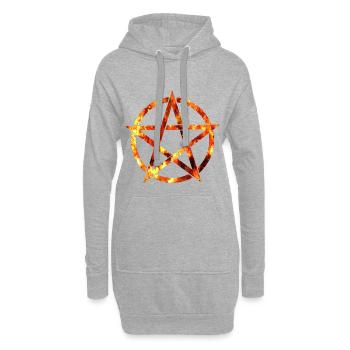 pentagramme des flammes - Sweat-shirt à capuche long Femme - gris chiné - Devant