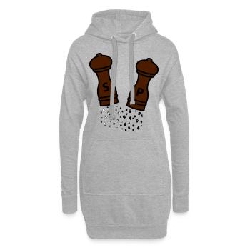 Salz & Pfeffer / Holz Gewürzmühlen / Geschenkidee - Hoodie-Kleid - Grau meliert - Vorne