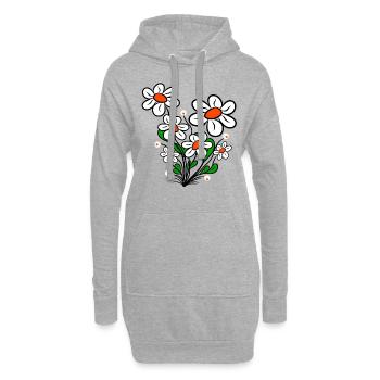 Gänseblümchen Margeriten Blumenranke Blüte blumig - Hoodie-Kleid - Grau meliert - Vorne