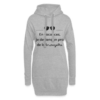 Ein Profi beim Sonnenbaden | Geschenkidee - Hoodie-Kleid - Grau meliert - Vorne