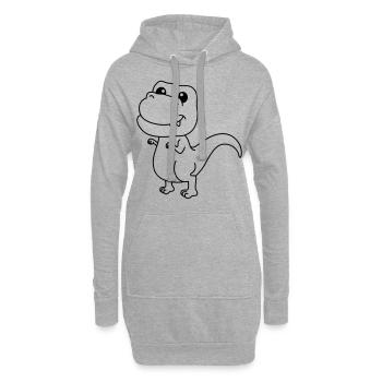 Dinosaur T-Rex Comic - Hoodie Dress - heather grey - Front