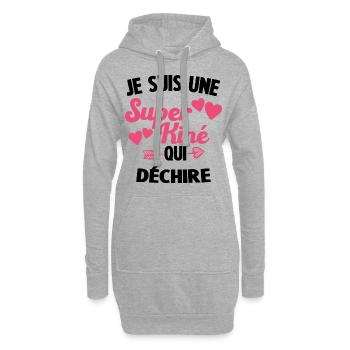 Je suis une Super kiné qui déchire - Sweat-shirt à capuche long Femme - gris chiné - Devant