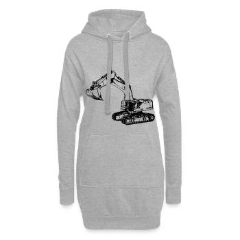 Bagger Kettenbagger Erdbau Tiefbau excavatrice - Hoodie-Kleid - Grau meliert - Vorne