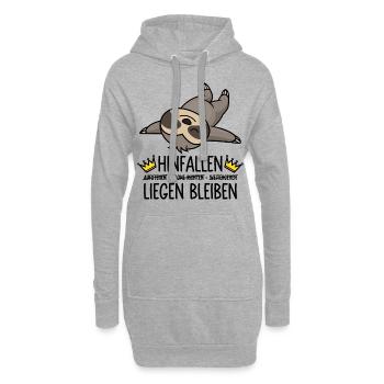 Hinfallen Liegen Bleiben - Faultier - Hoodie-Kleid - Grau meliert - Vorne