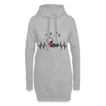 Battement de coeur et écouteurs - Sweat-shirt à capuche long Femme - gris chiné - Devant