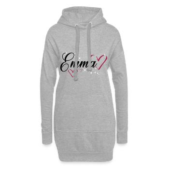 Emma nom prénom - Sweat-shirt à capuche long Femme - gris chiné - Devant