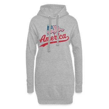 Amerika Flagge - Hoodie-Kleid - Grau meliert - Vorne
