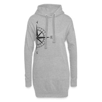Kompass Windrose - Hoodie-Kleid - Grau meliert - Vorne