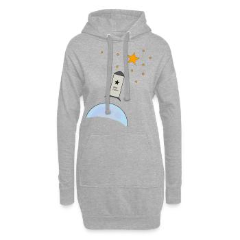 Rakete, Sterne, Himmel, - Hoodie-Kleid - Grau meliert - Vorne