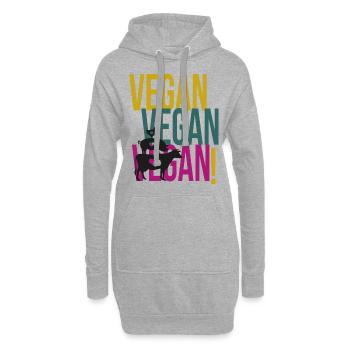 Vegan Vegan Vegan Rétro - Sweat-shirt à capuche long Femme - gris chiné - Devant