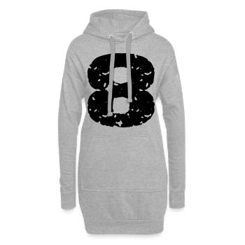 8 Zahl Trikot - Hoodie-Kleid - Grau meliert - Vorne