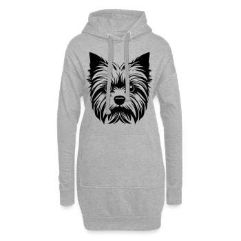 Yorkshire Terrier Hund Kopf - Hoodie-Kleid - Grau meliert - Vorne
