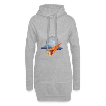 Planète météorite lune ciel étoiles - Sweat-shirt à capuche long Femme - gris chiné - Devant