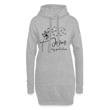 Jesus, my protection has a chic dandelion graphic - Hoodie Dress - heather grey - Front