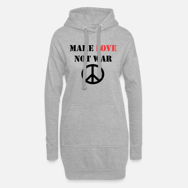 MAKE LOVE NOT WAR - Hoodie-Kleid - Grau meliert