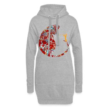 chat avec saxophone e 251 - Sweat-shirt à capuche long Femme - gris chiné - Devant