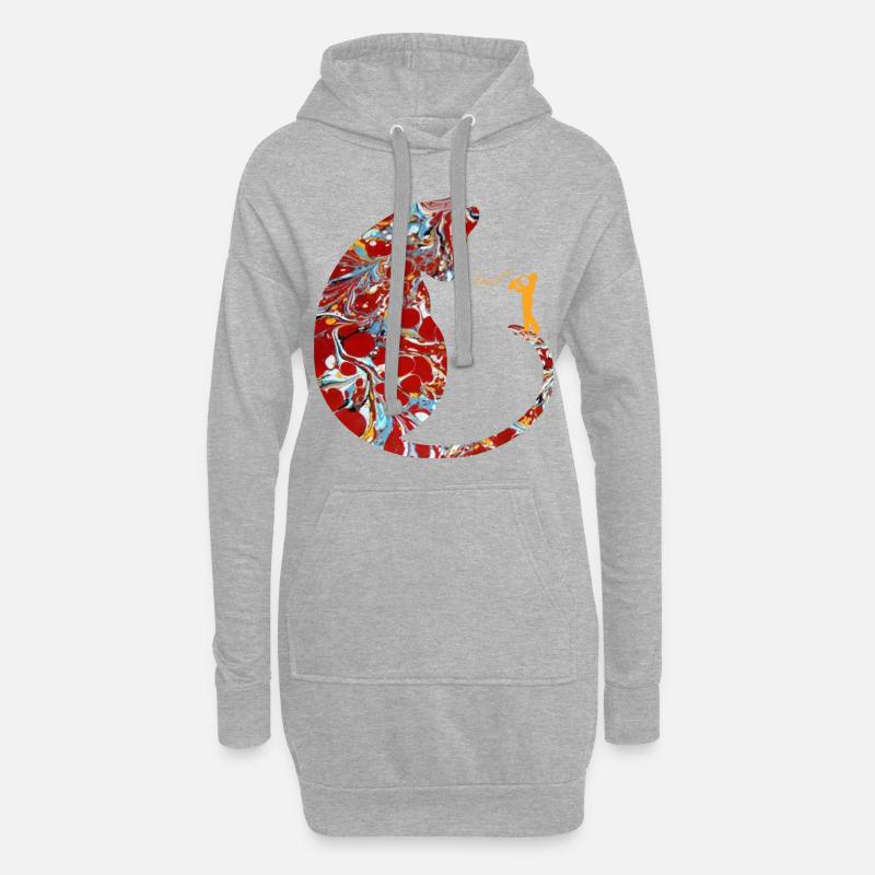katze mit saxophon e 251 - Hoodie-Kleid - Grau meliert