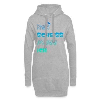 Nen Scheiss muss ich, lustiger Spruch - Hoodie-Kleid - Grau meliert - Vorne