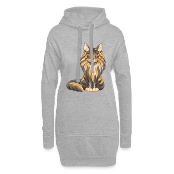 Maine Coon - Hoodie-Kleid - Grau meliert - Vorne