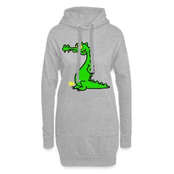 Smiling Crocodile, dreifarbiges Design - Hoodie-Kleid - Grau meliert - Vorne