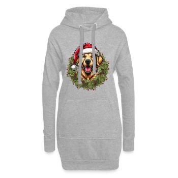 Golden Retriever zu Weihnachten 🎄 - Hoodie-Kleid - Grau meliert - Vorne