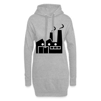 Abstrakte geometrische Linienkunst einer Fabrik - Hoodie-Kleid - Grau meliert - Vorne