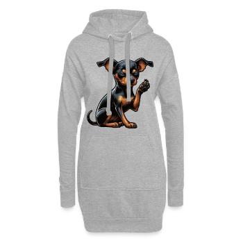 Pinscher miniature Pinscher Pinscher Pinscher Propriétaire Minpin - Sweat-shirt à capuche long Femme - gris chiné - Devant