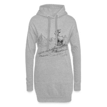 Sommets alpins avec chèvre - Sweat-shirt à capuche long Femme - gris chiné - Devant