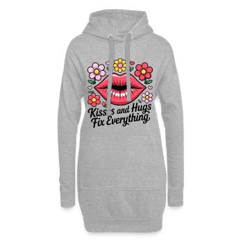 Les baisers et les câlins guérissent tout - Sweat-shirt à capuche long Femme - gris chiné - Devant