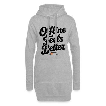 Hors ligne, c’est mieux | Typographie rétro minimale - Sweat-shirt à capuche long Femme - gris chiné - Devant