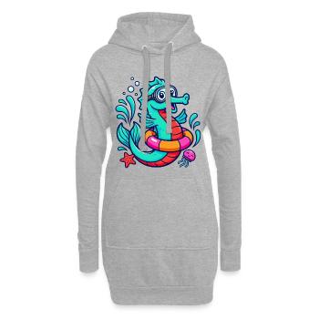 Cooles Seepferd - Hoodie-Kleid - Grau meliert - Vorne