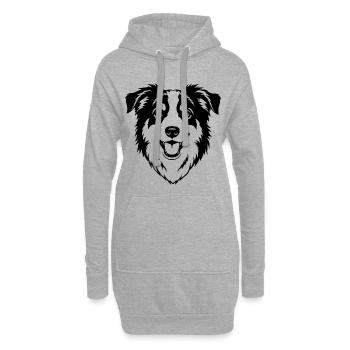 Berger australien à tête noire - Sweat-shirt à capuche long Femme - gris chiné - Devant