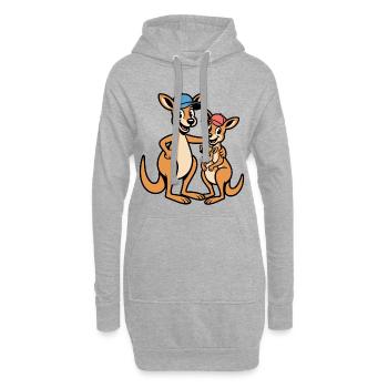 Famille de kangaru dans le style de la casquette - Sweat-shirt à capuche long Femme - gris chiné - Devant