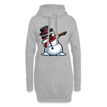Dabbing Schneemann - Hoodie-Kleid - Grau meliert - Vorne