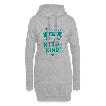 Tschüss Mama Kita Kind Design - Hoodie-Kleid - Grau meliert - Vorne