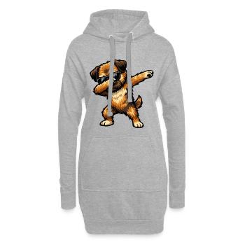 Dab du Border Terrier dans un style comique - Sweat-shirt à capuche long Femme - gris chiné - Devant