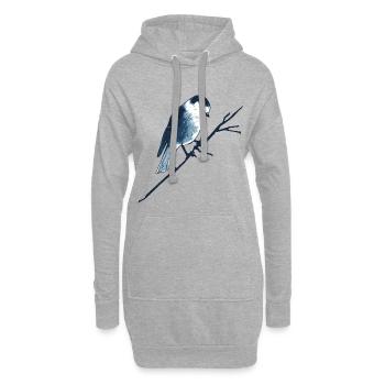 Spatz auf Ast - Hoodie-Kleid - Grau meliert - Vorne