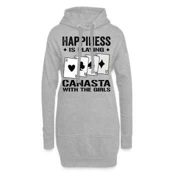 Glück beim Spielen von Canasta mit den Mädchen | Canasta - Hoodie-Kleid - Grau meliert - Vorne