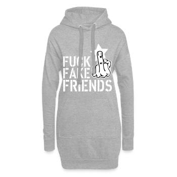 84 Doigts puants Doigts Moyens Fuck Fake Friends - Sweat-shirt à capuche long Femme - gris chiné - Devant