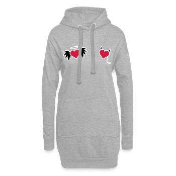 Herz Engel Teufel - Hoodie-Kleid - Grau meliert - Vorne