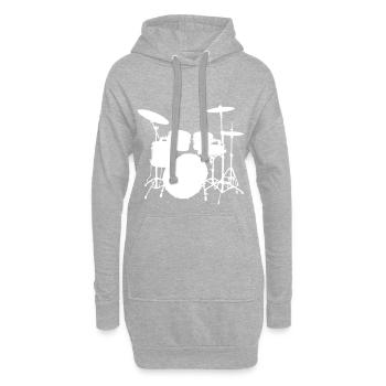 batterie - Sweat-shirt à capuche long Femme - gris chiné - Devant